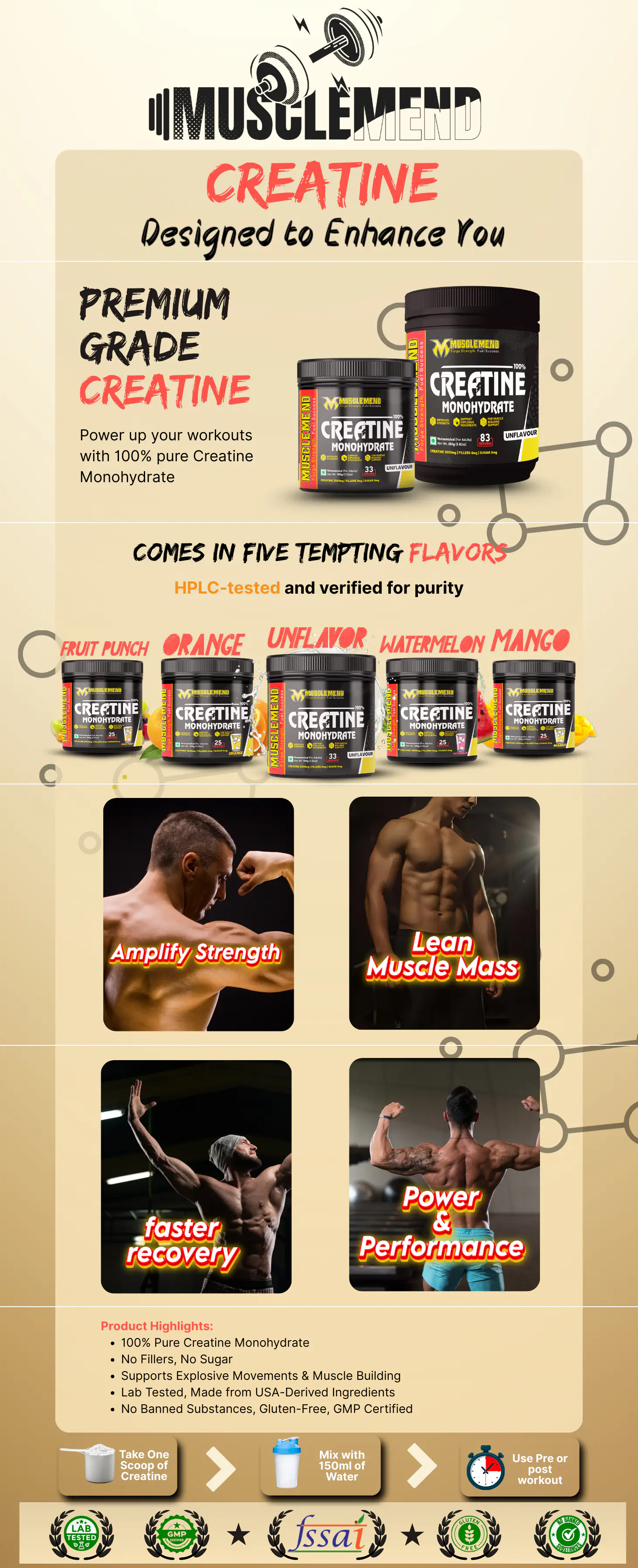 MUSCLEMEND 100% Creatine Monohydrate Powder 4 MuscleMend Creatine Monohydrate